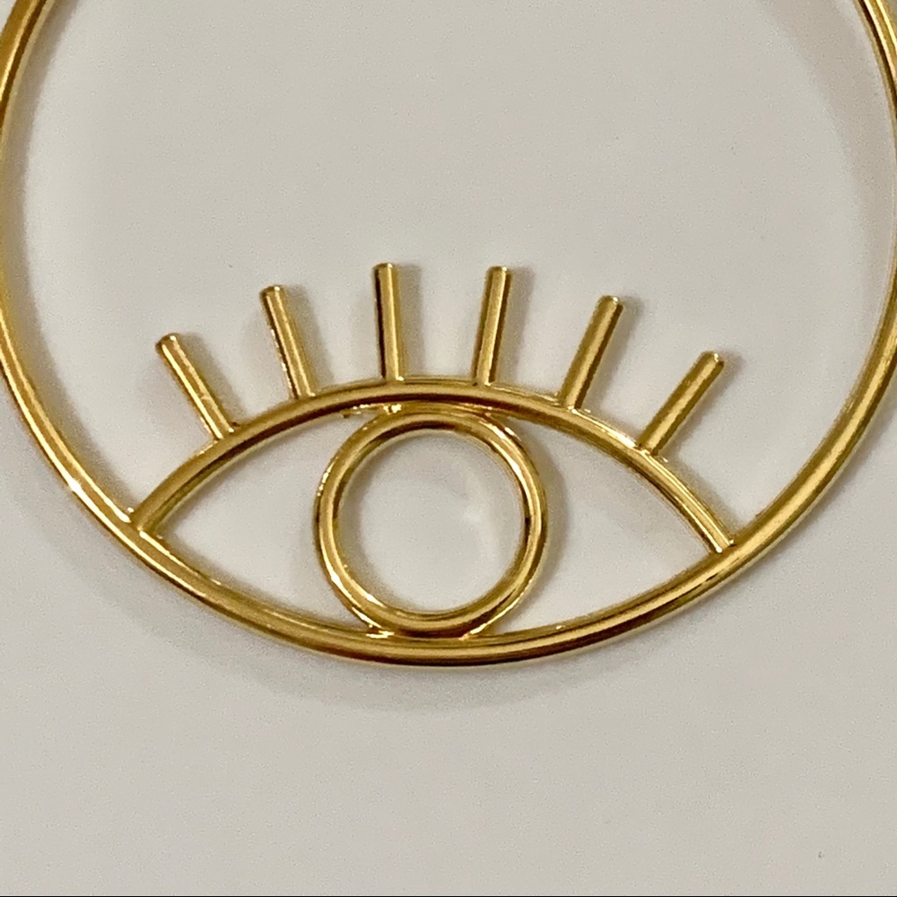 Lg Gold Plated Hoop Eye Earrings - Picture 5 of 8